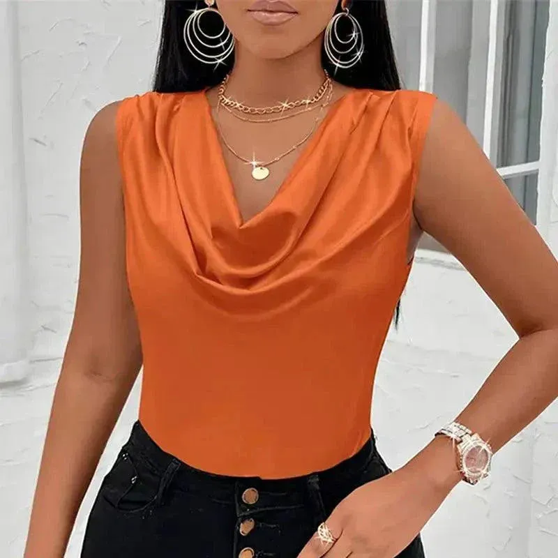 Women Silk-Like Satin Tank Top