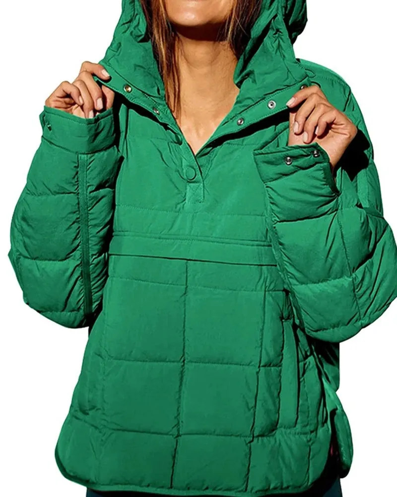 Women's Autumn Winter Padded Jacket Long Sleeve Hooded Pullovers