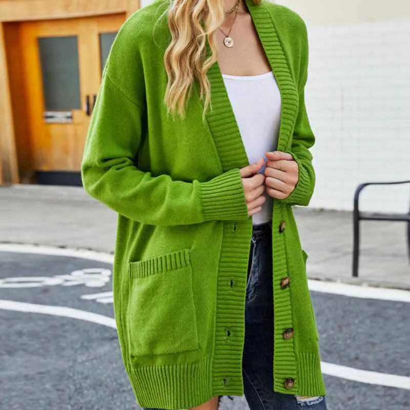 Womens Fashion Open Front Long Sleeve Cardigans Sweaters Coats with Pockets K599