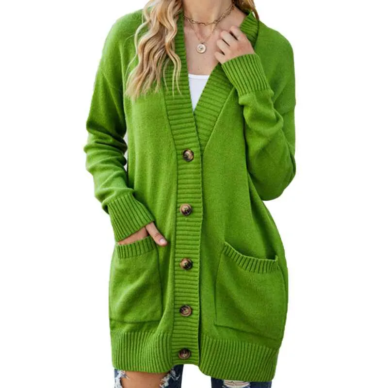 Womens Fashion Open Front Long Sleeve Cardigans Sweaters Coats with Pockets K599