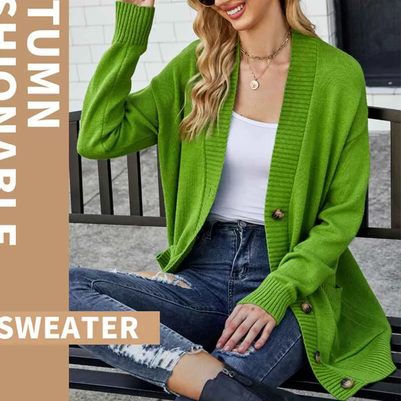 Womens Fashion Open Front Long Sleeve Cardigans Sweaters Coats with Pockets K599