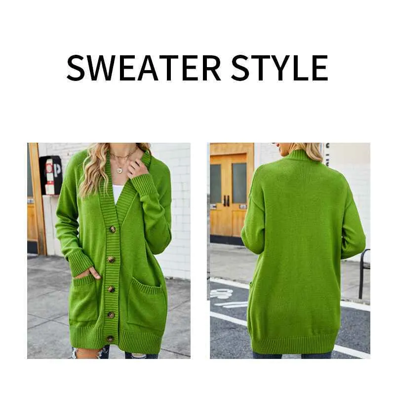 Womens Fashion Open Front Long Sleeve Cardigans Sweaters Coats with Pockets K599