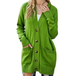 Womens Fashion Open Front Long Sleeve Cardigans Sweaters Coats with Pockets K599