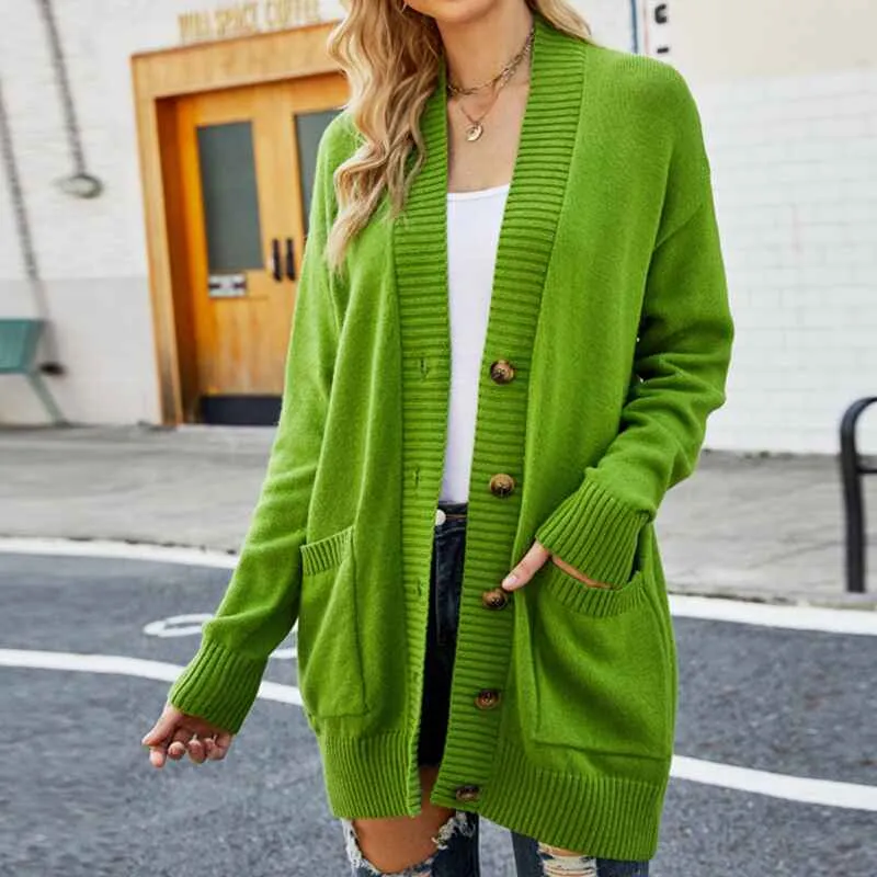 Womens Fashion Open Front Long Sleeve Cardigans Sweaters Coats with Pockets K599