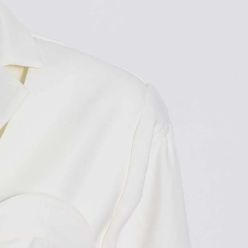 Women's One Button Blazer Cut Out Sides Mid-Length Coat