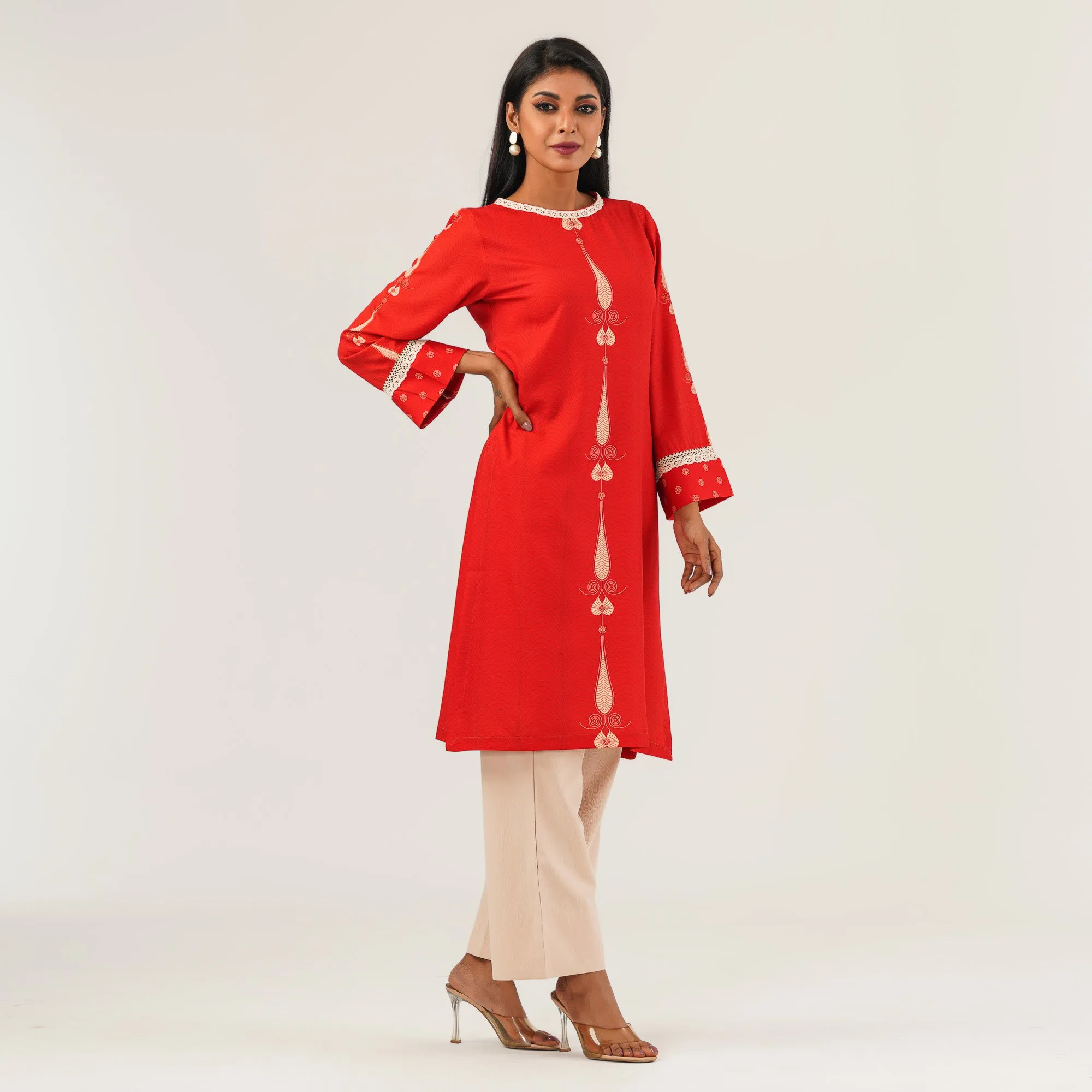 Womens Red Flared Set
