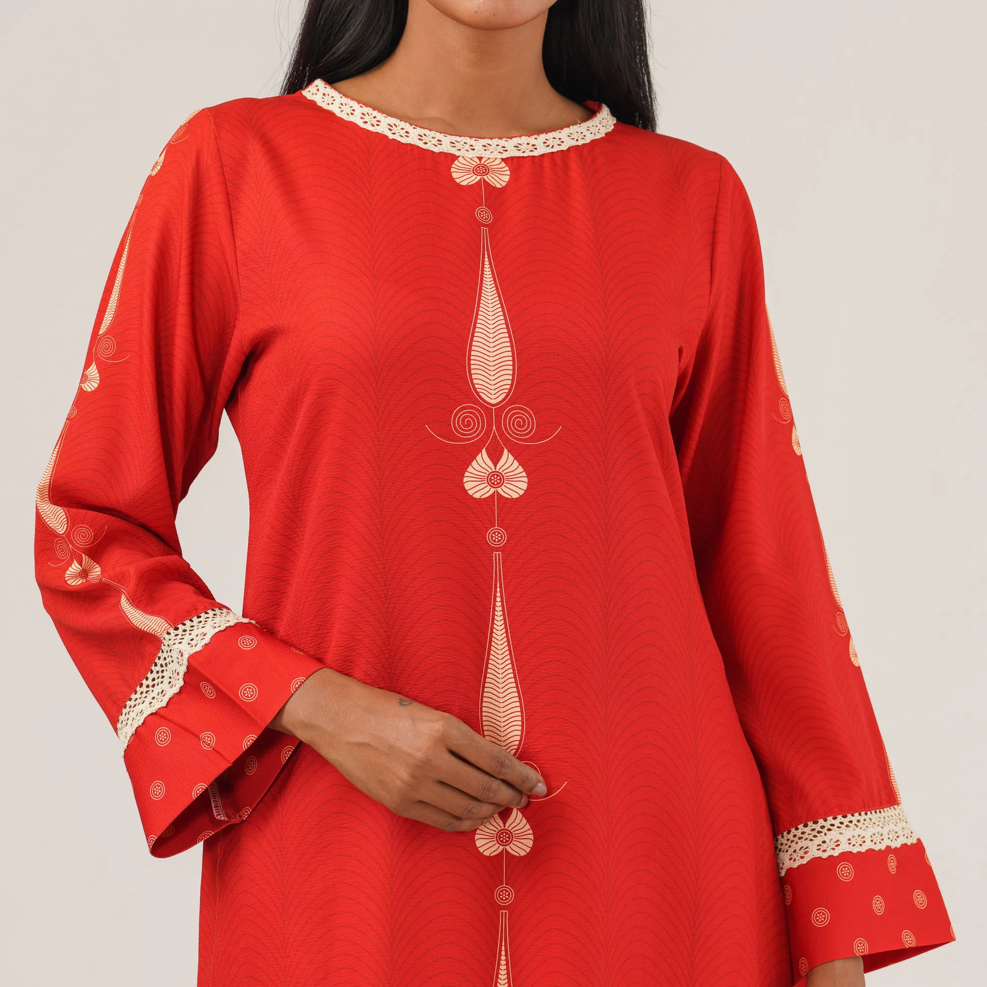 Womens Red Flared Set