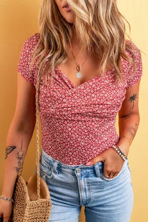 Wrapped Short Sleeve Floral Bodysuit