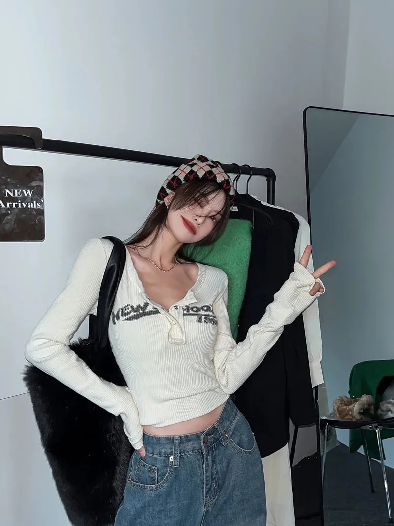 Y2K Basic Ribbed Top