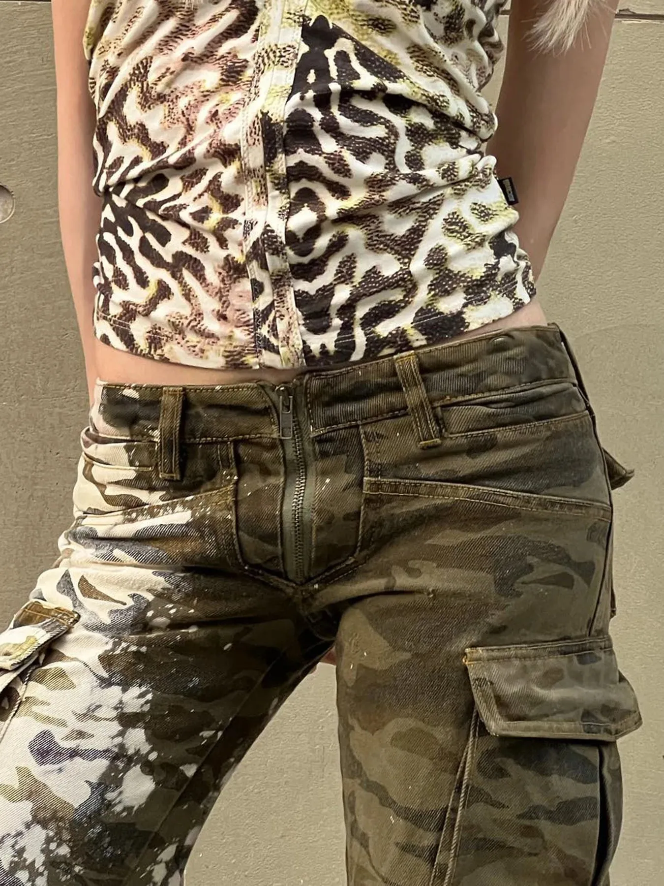 Y2K Camo Flare Pants