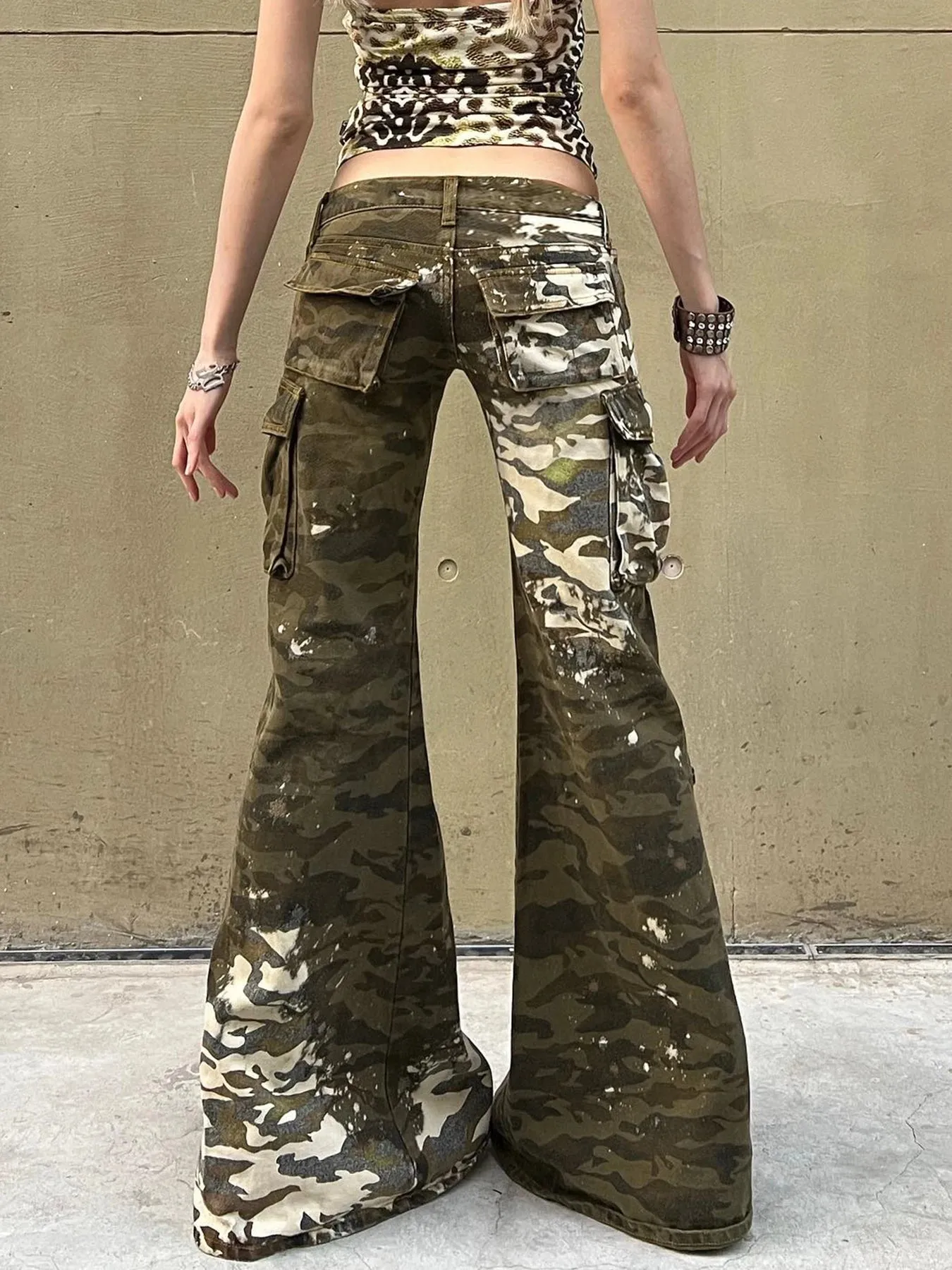 Y2K Camo Flare Pants