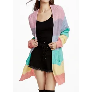 Y2K Rainbow Striped Cardigan for Elegant Daily Wear
