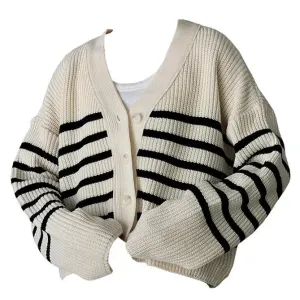 Y2K Striped Aesthetic Cardigan Full Zip Jacket for Trendy Looks