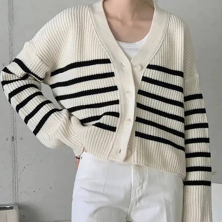 Y2K Striped Aesthetic Cardigan Full Zip Jacket for Trendy Looks