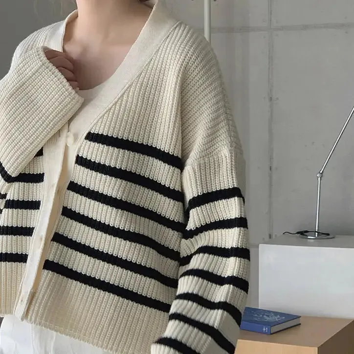 Y2K Striped Aesthetic Cardigan Full Zip Jacket for Trendy Looks