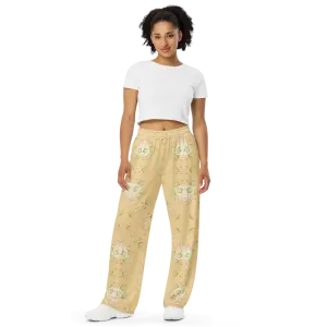 Yellow Wide Leg Pants Bold Abstract Print