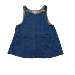Zara denim overalls dress / pinafore, mark on back, size 0, Pre-loved