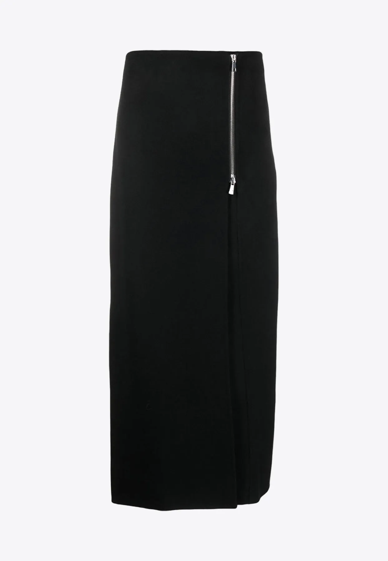 Zip-Up Wool Maxi Skirt