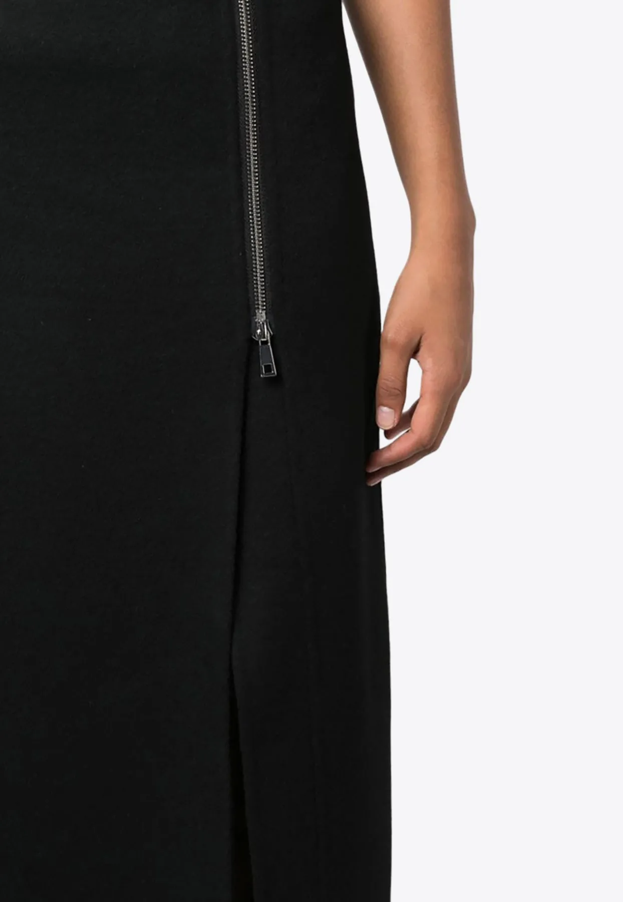Zip-Up Wool Maxi Skirt