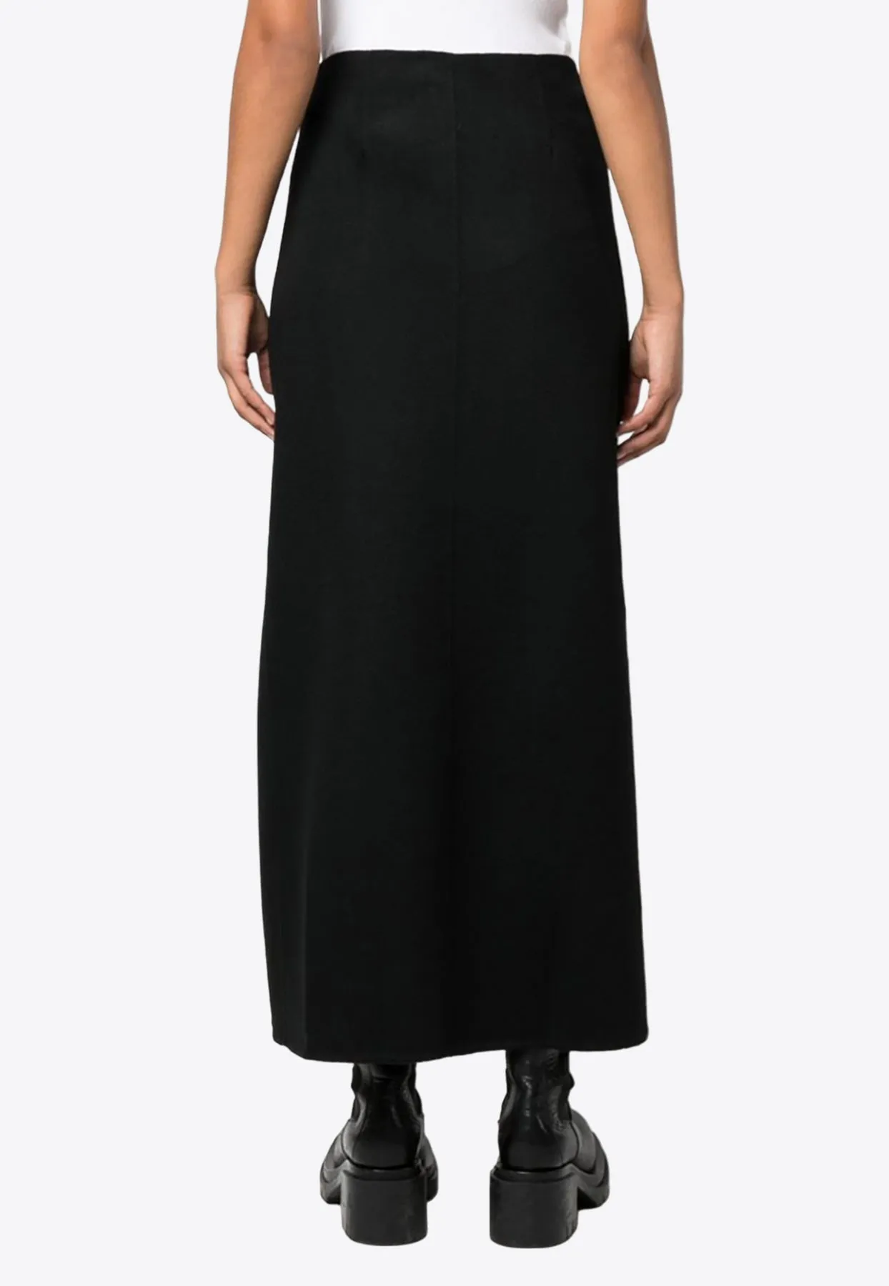 Zip-Up Wool Maxi Skirt