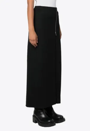 Zip-Up Wool Maxi Skirt