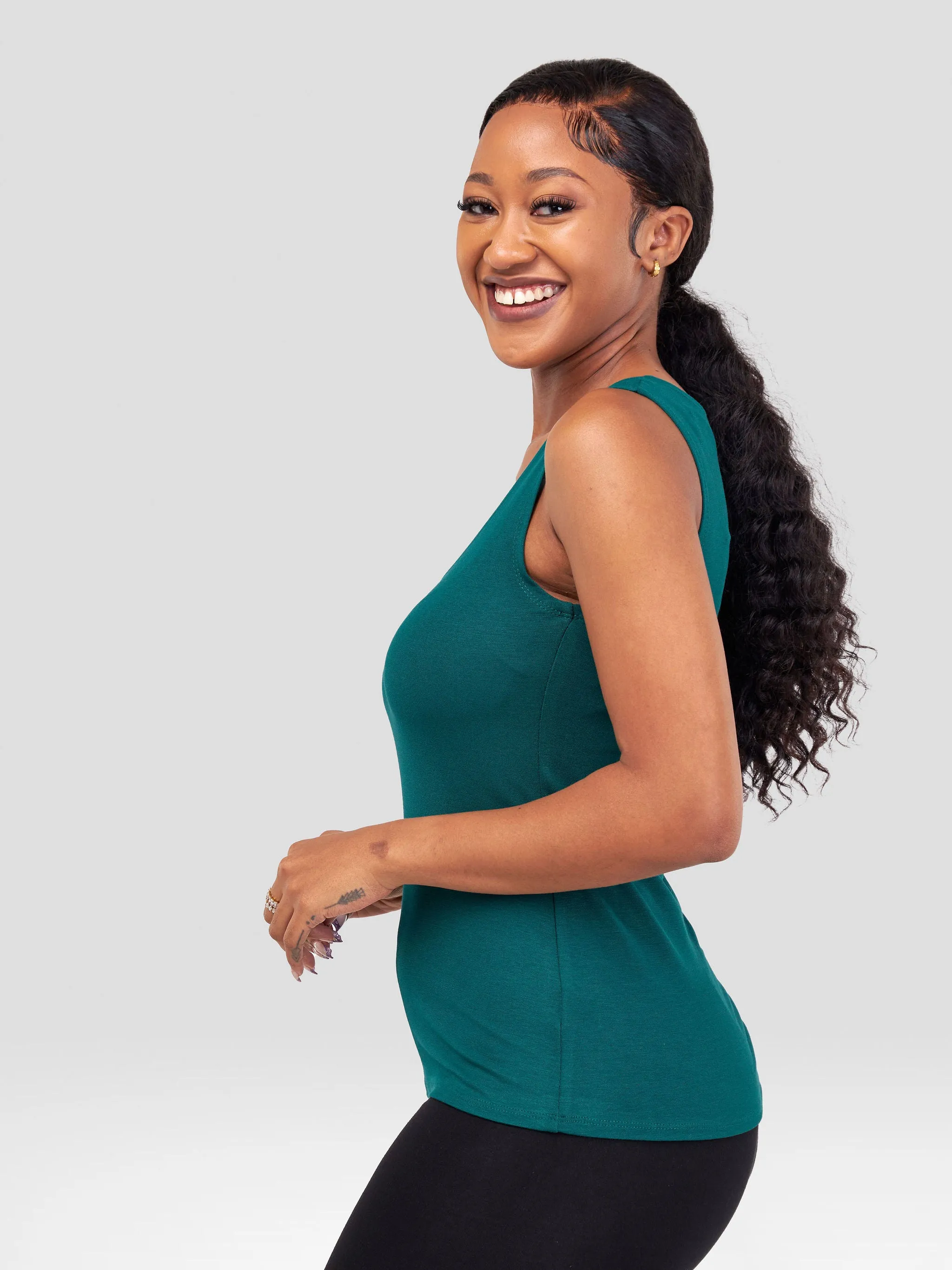 Zoya Basic Val Tank Top - Forest Green