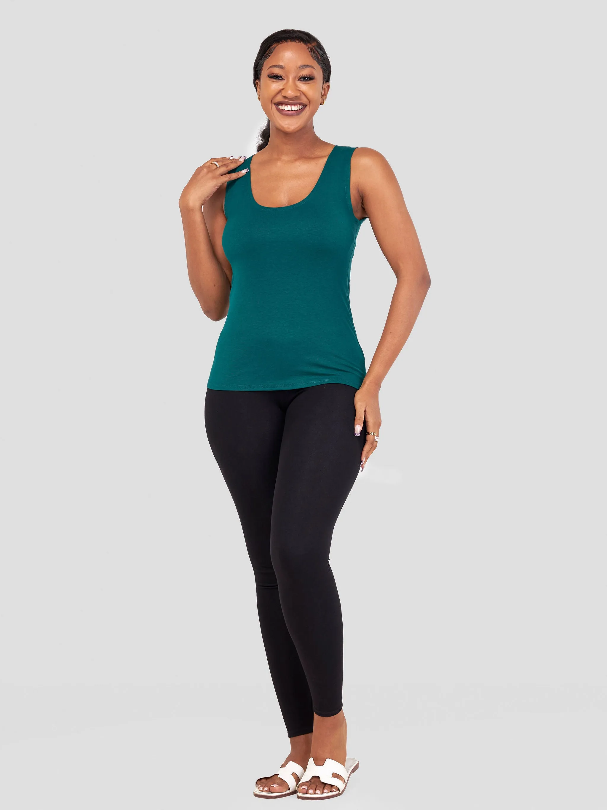 Zoya Basic Val Tank Top - Forest Green