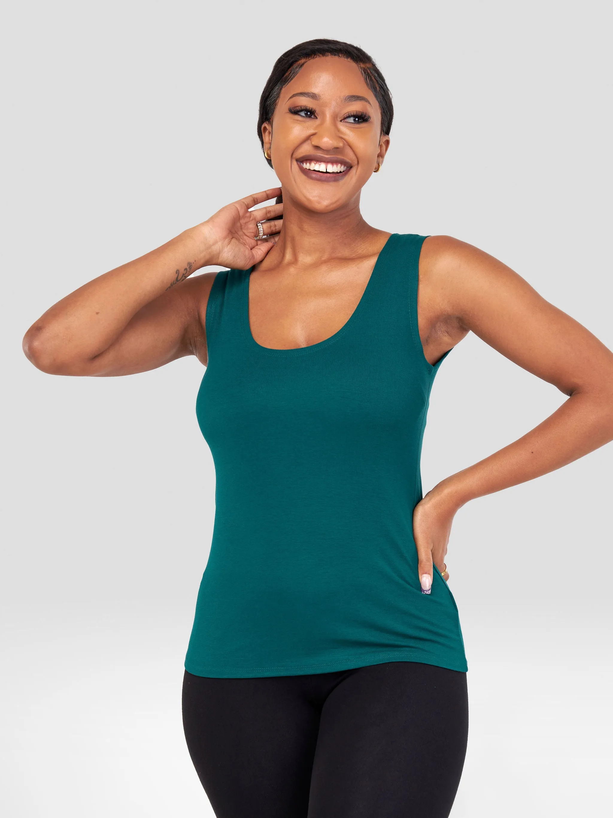 Zoya Basic Val Tank Top - Forest Green